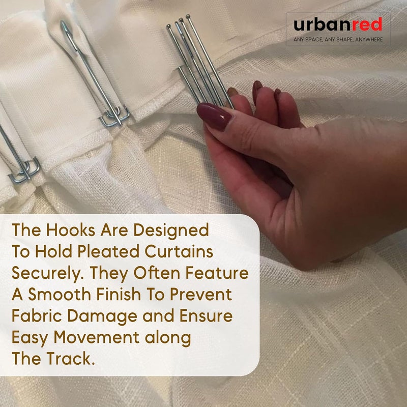 UrbanRed 30 Pcs Pinch Pleat Curtain Hooks for Drapes, 4 Prongs Stainless Steel Pleated Tape Curtain Drapery Hooks/Clips/Pin/Clamp, Traverse Pleater Curtain Hanger, Curtain Pin Hooks - Image 3